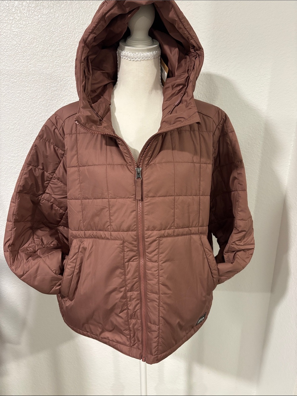 Eddie Bauer Quilted Hooded Puffer Jacket - Dusty Rose Brown
